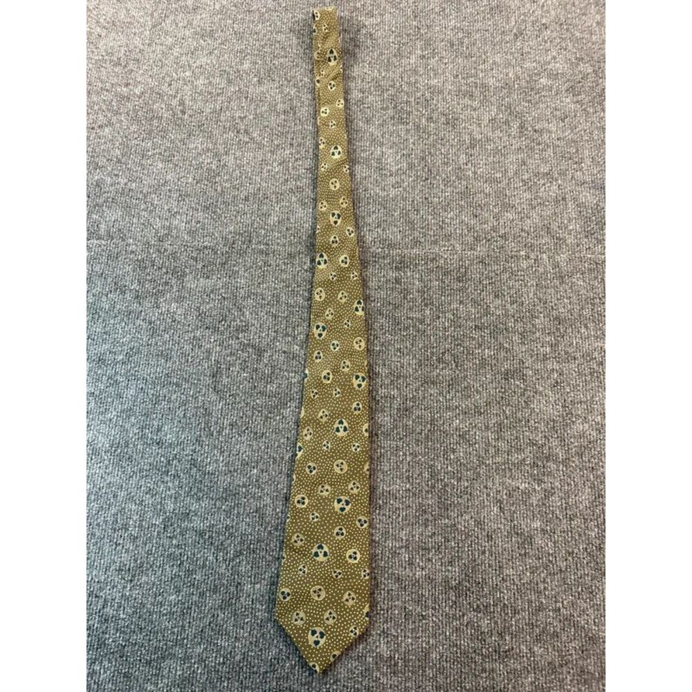 Vintage Valentino Cravatte Silk Tie Olive Green Blue Heart Medallion Made Italy